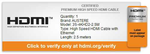 hdmi certification for austere hdmi cables
